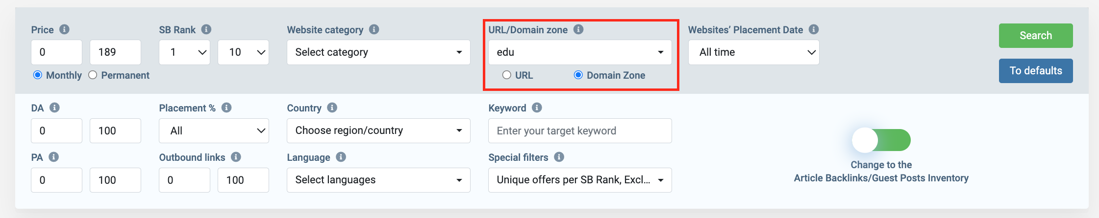 EDU Links. LM inventory filters