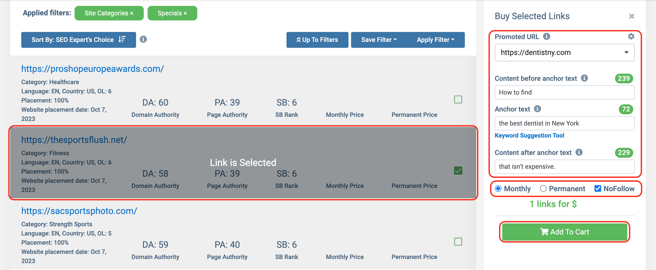 LinksManagement place order